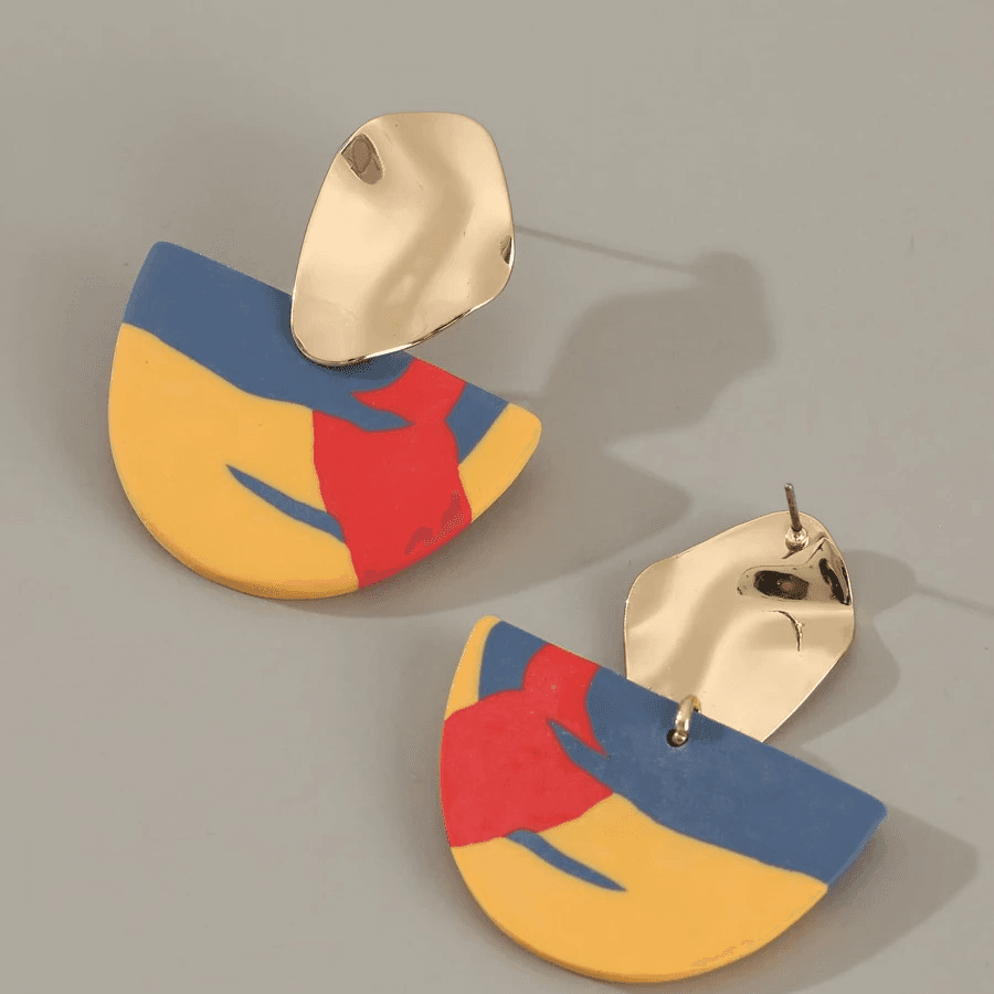 Color Block Geometric Earrings