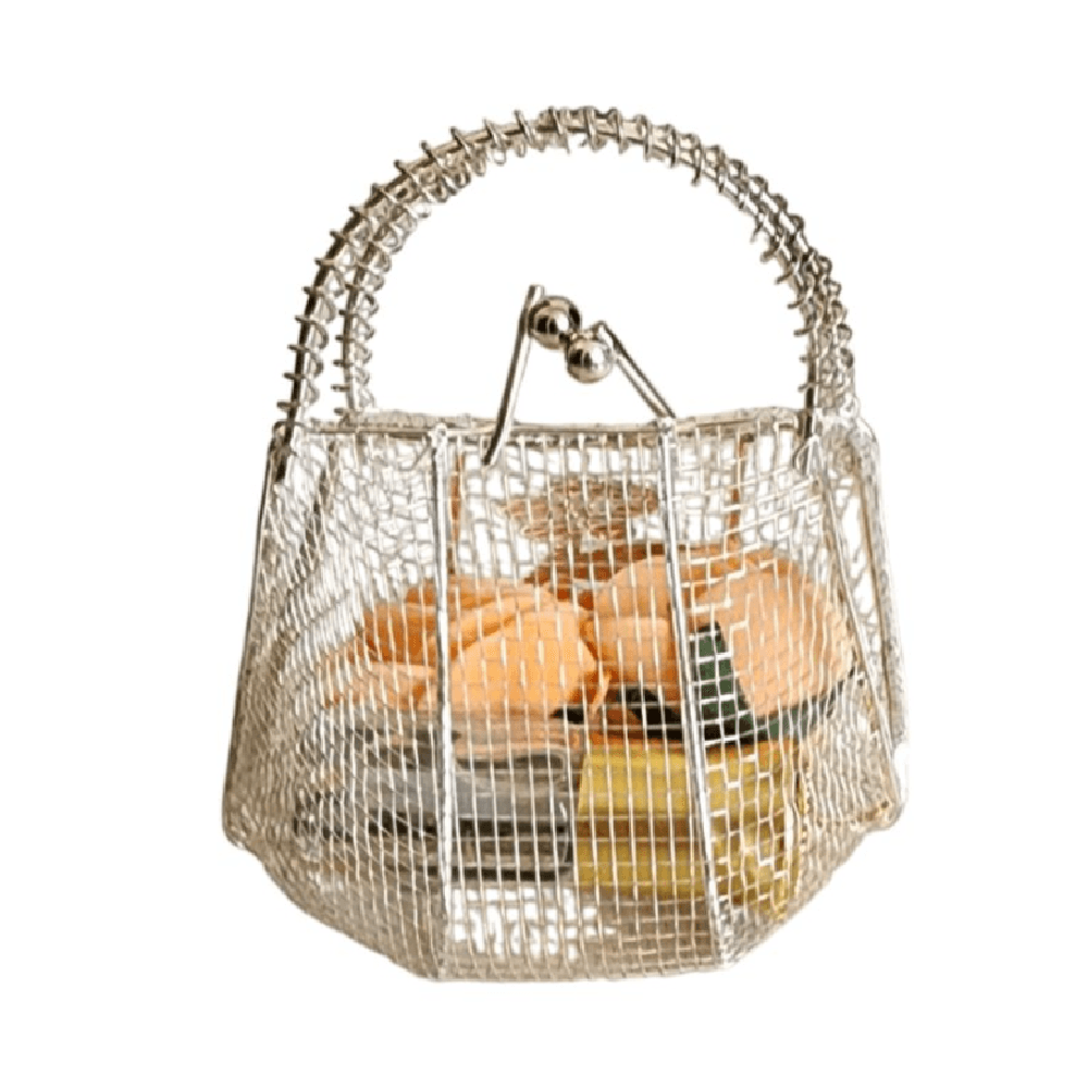 Metal Mesh Giveaway Bag With Decorative Flowers & Mushmoom Perfume 3ml - Silver