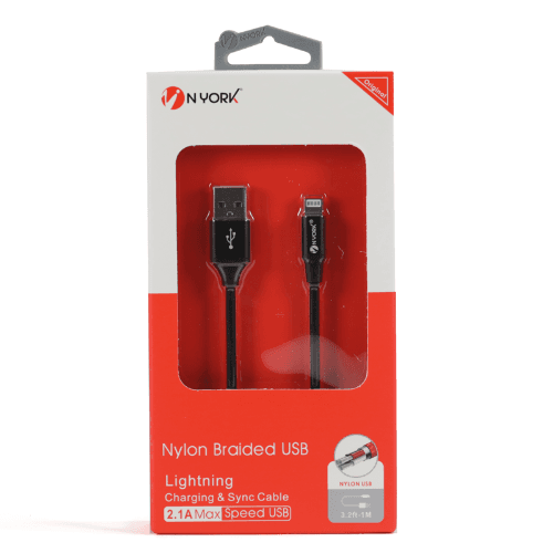 كابل شحن ومزامنة USB NYU-405 نايلون مضفر من نيورك بطول 1 متر (3.2 قدم)