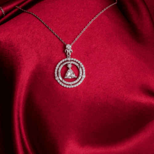 Silver Necklace- Dangling Stone- 6143