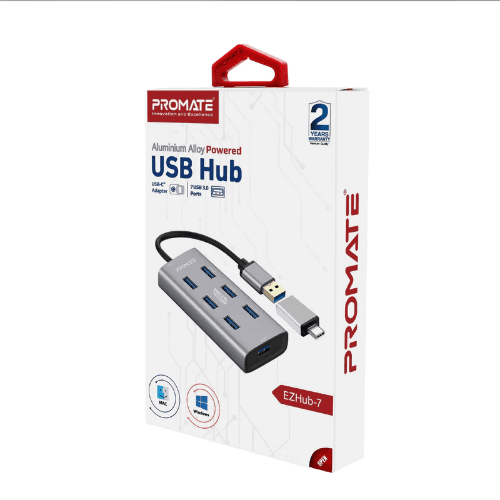 Aluminium Alloy Powered USB Hub - 7 USB 3.0 Ports