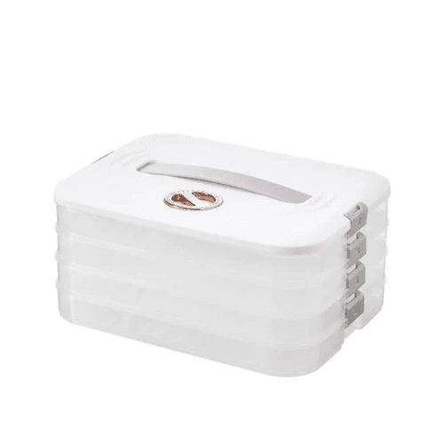 4 Layer Large Capacity Stackable Dumpling Snack Storage Box With Freshness Timer