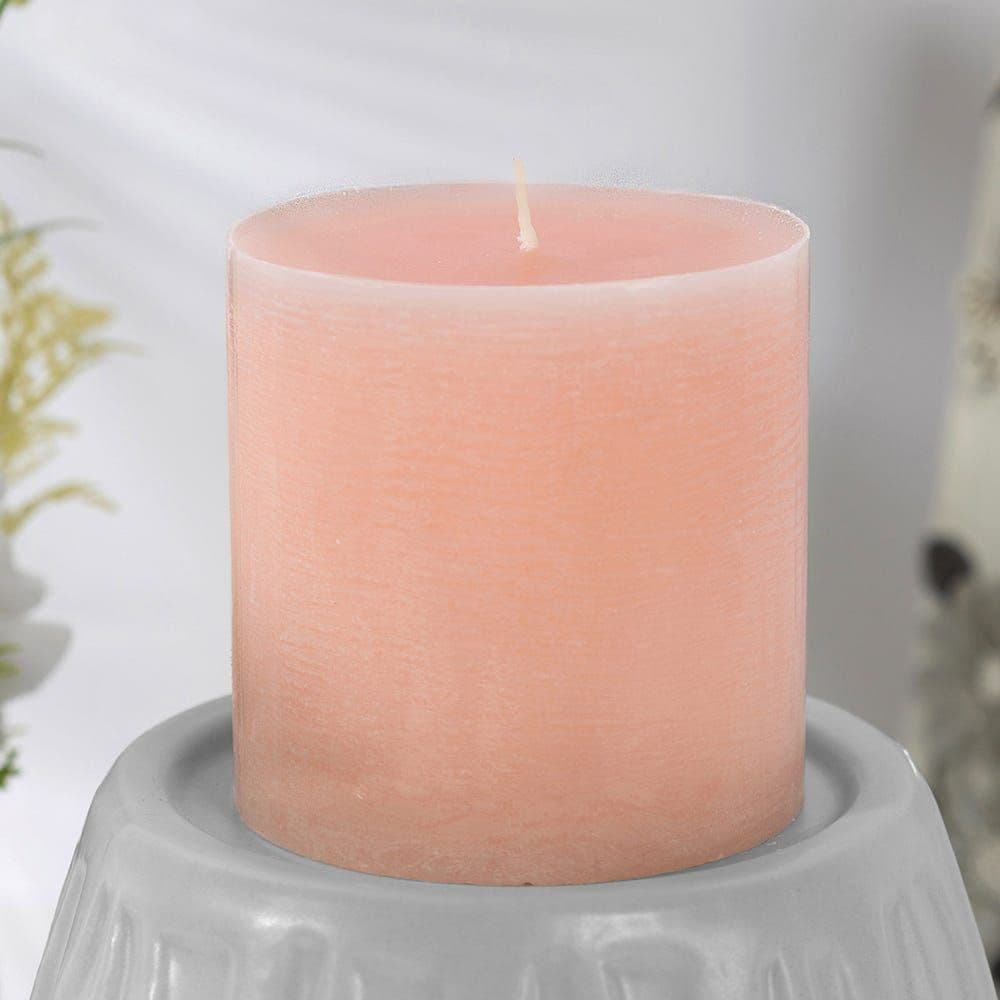 Hue Rose Garden Pillar Candle, Pink - 6.8X7 Cm