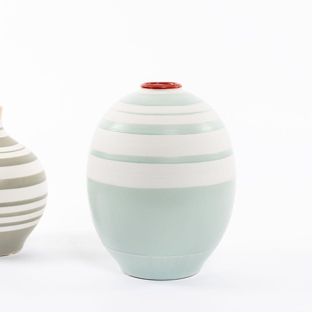 Gala Ceramic Vase, Mint - 22X28 Cm