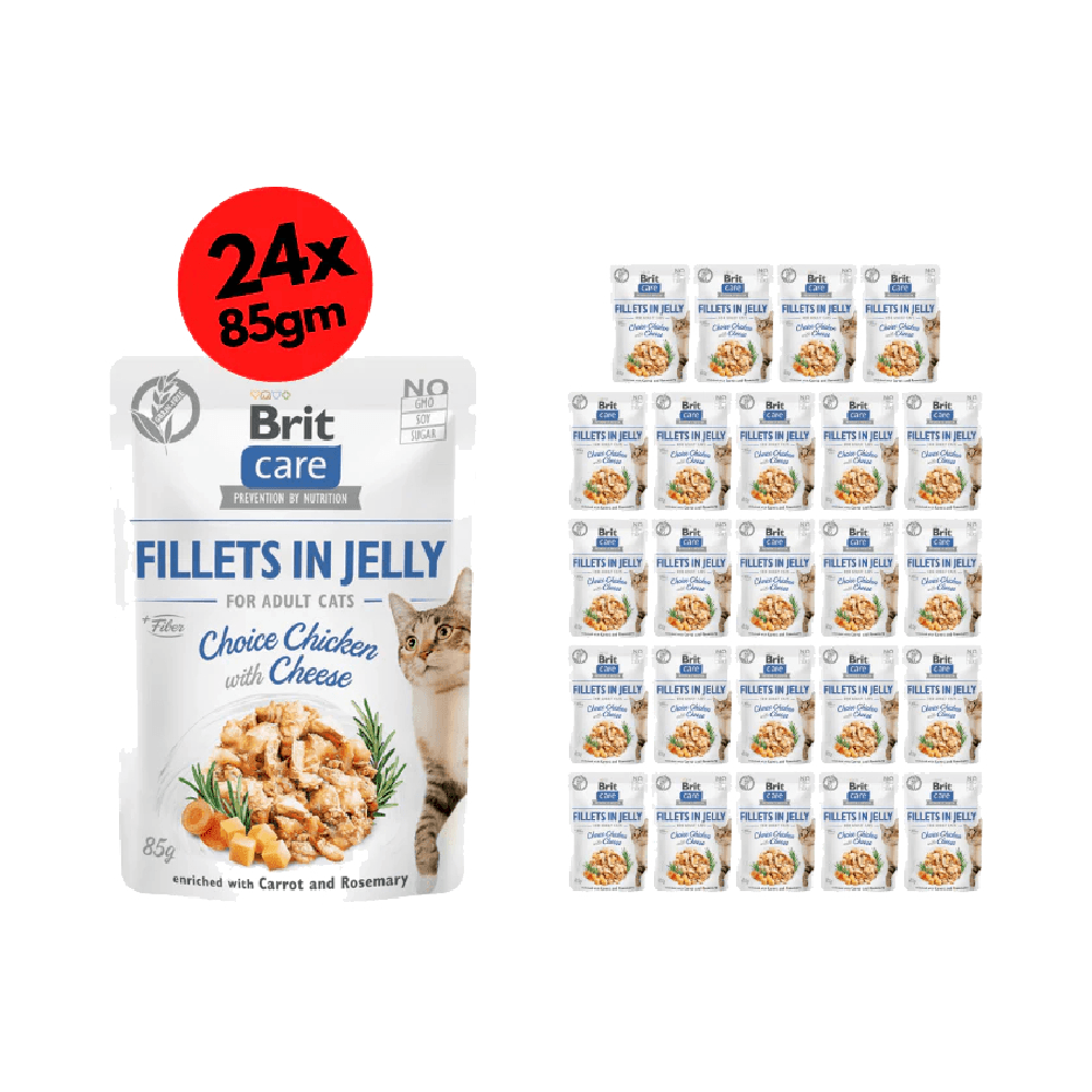 Brit Care Cat Fillets In Jelly Choice Chicken With Cheese 24X85G
