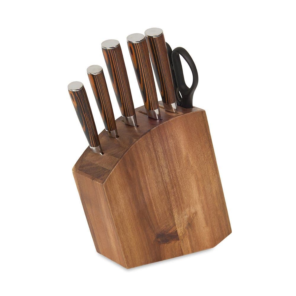 7-Piece Knife Set, Brown & Silver
