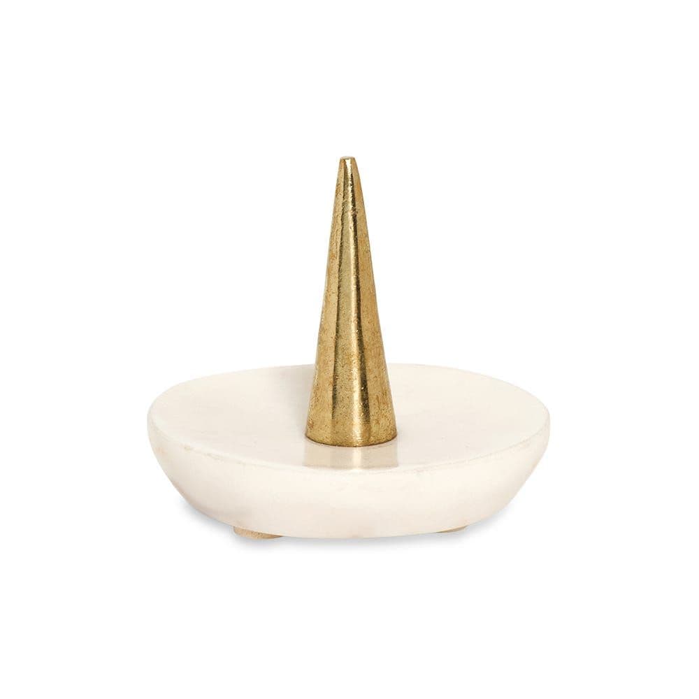Hendry Marble Ring Holder, White & Gold - 9X9Cm