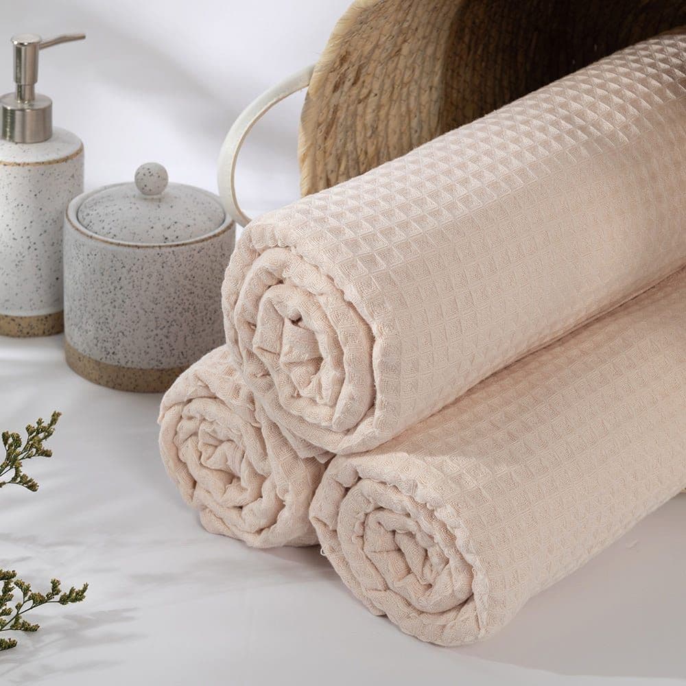 Spa Waffle Terry Reversible Bath Sheet, Rose Â€“ 500 Gsm, 85x165 Cm