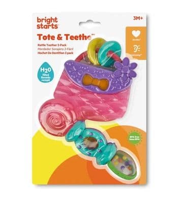 Bright Starts Tote & Teethe Rattle Teether 2-Pack