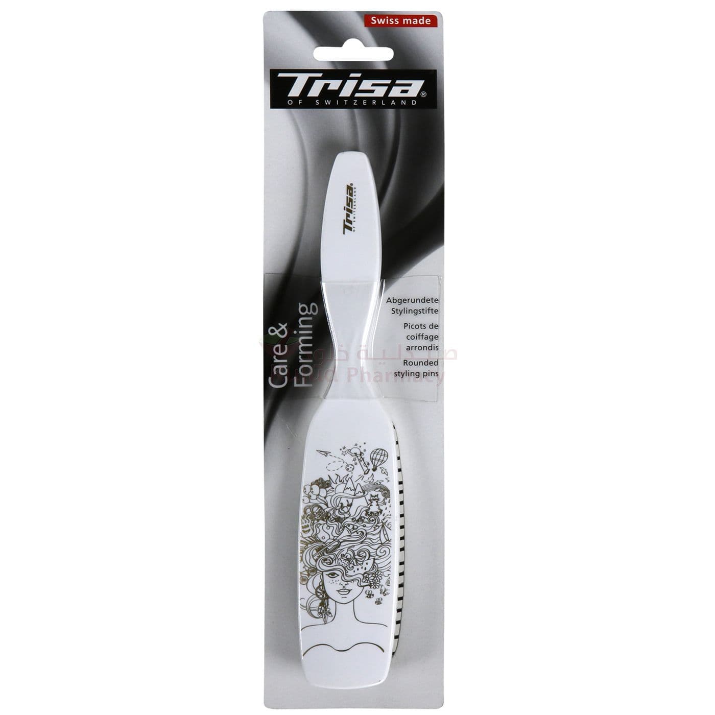 Trisa Slim Rubber Decorated Handle Hair Brush  1 PC