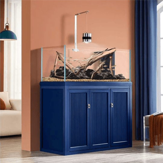 Aluminum Alloy Water Plant Tank Blue Cylinder Plus Cabinet 100X50X50Cm