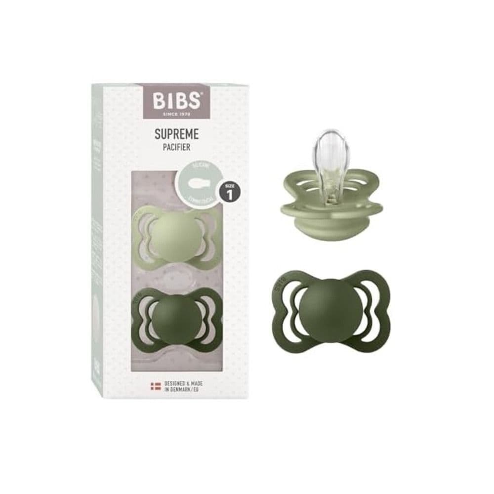 Bibs Supreme Silicone S1 Pacifier Pack Of 2 (Sage/Hunter Green)