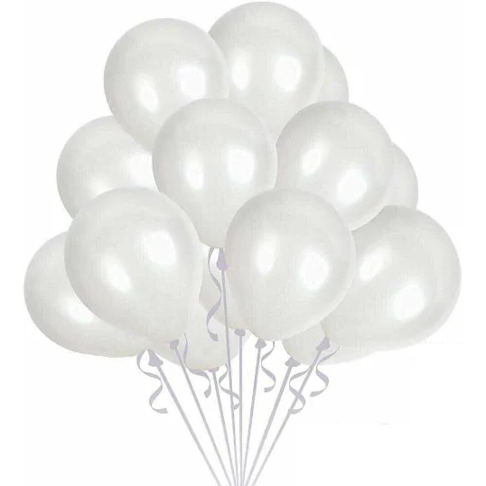 8Pcs - 12" Standard Balloon Mettalic Colors - White