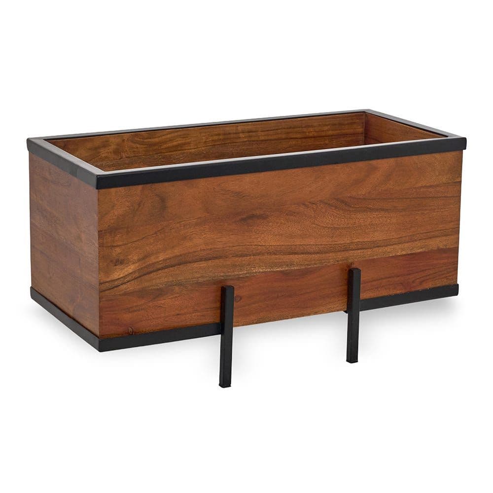Cosmo Planter, Black & Wood - Large, 61X38 Cm