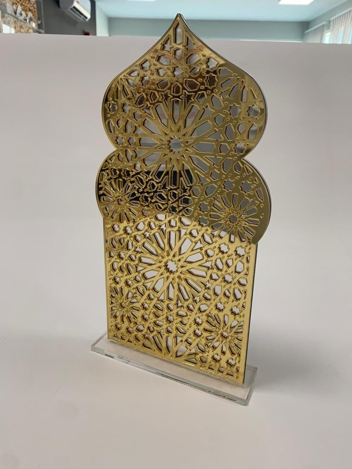 Luxurious Golden Islamic Mosque-Inspired Acrylic Ornament, Ram005