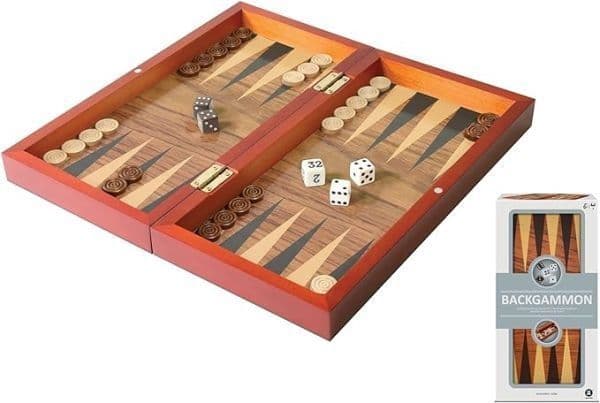 Merchant Ambassador Folding Wood Backgammon Set