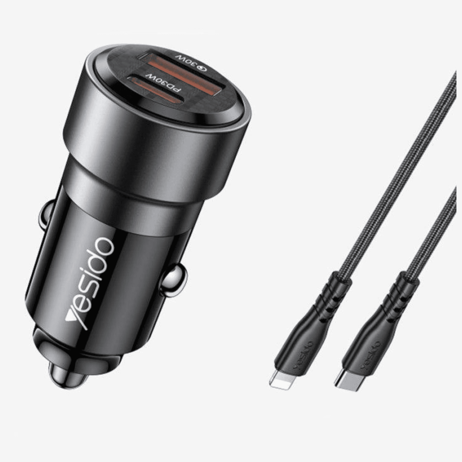 Yesido Car Charger 60 W With Cable Usb C To Lighting Super Fast Charger