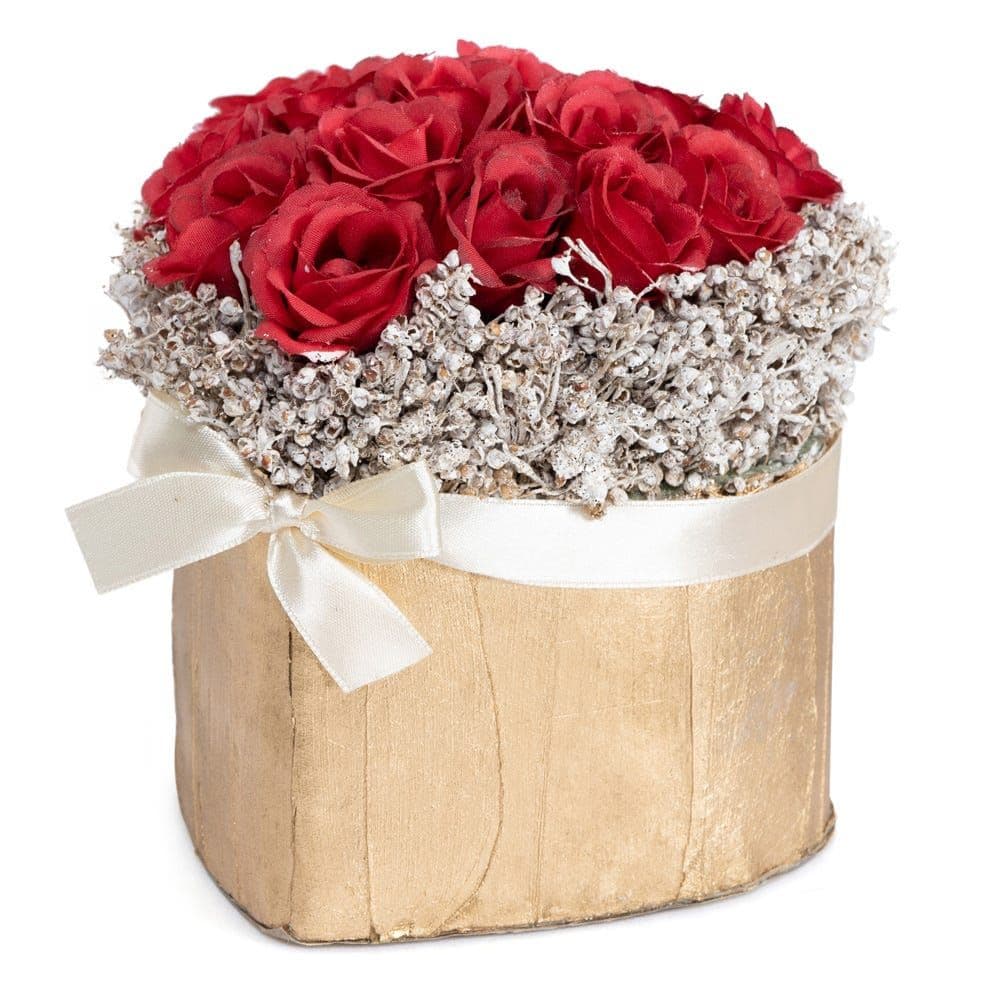 Heart Roses In Planter, Red