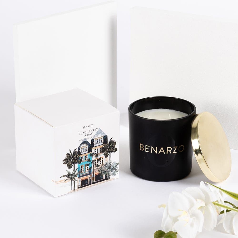 Benarzo 35 Hrs Blackberry & Bay Candle, Black - 350 Gm