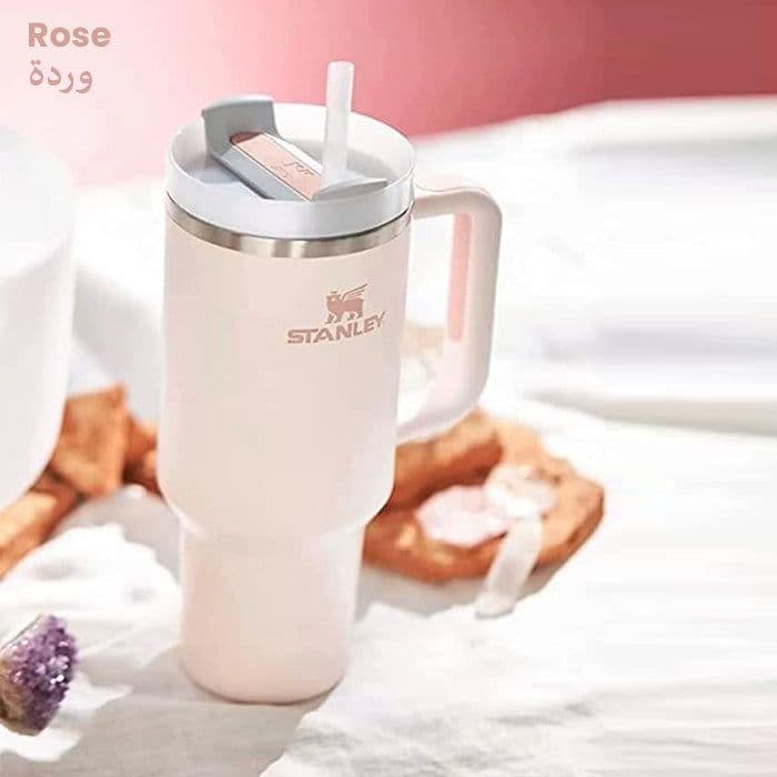 Vacuum Insulated Tumbler With Lid And Straw For Water-Rose