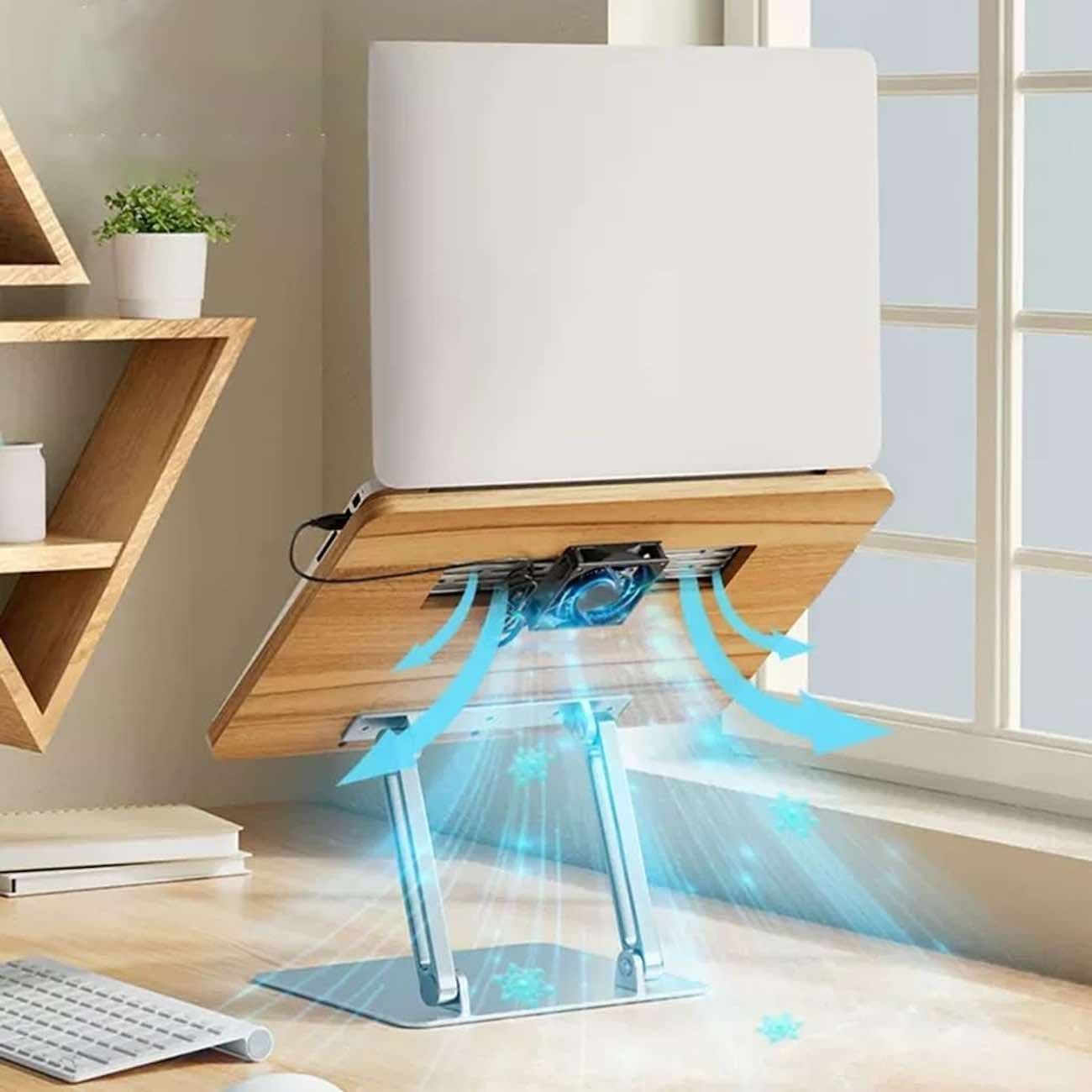 حامل لابتوب متعدد الاستخدامات مع مروحة تبريد / ارتفاع قابل للتعديل / تصميم قابل للطي