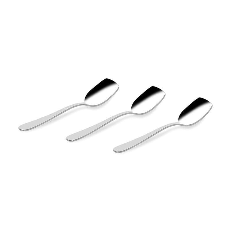 Milan Stainless Steel 3-Piece Ice- Cream Spoon Set, Silver