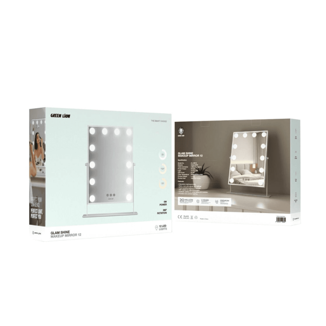 Green Lion Brightening 12 Led Makeup Mirror - White