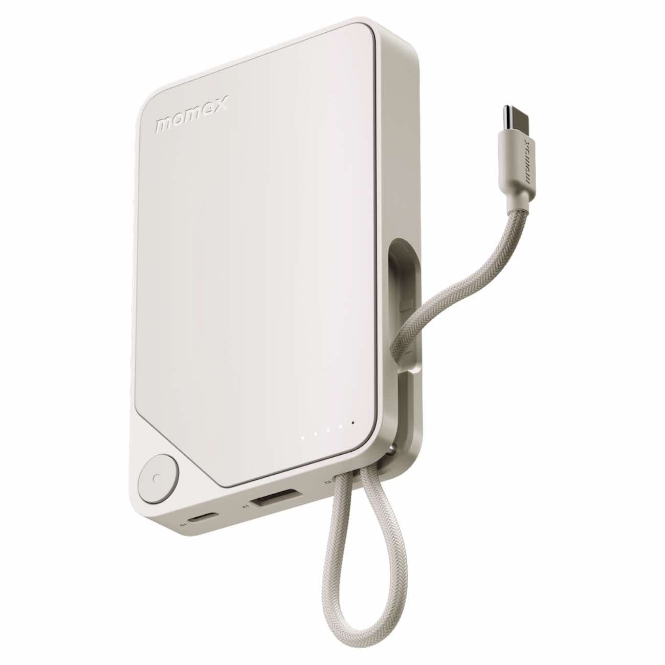 Momax 1-Power X Power Bank / 10,000 Mah / Built-In Type-C Cable / 2 Charging Ports / White