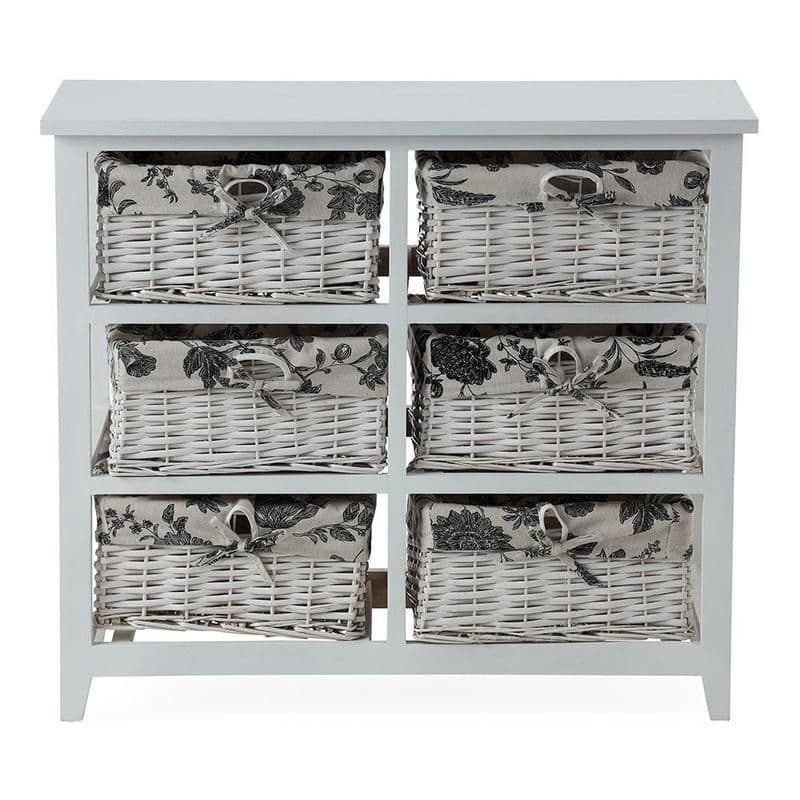 Paulowina Wooden Cabinet With 6 Baskets, White