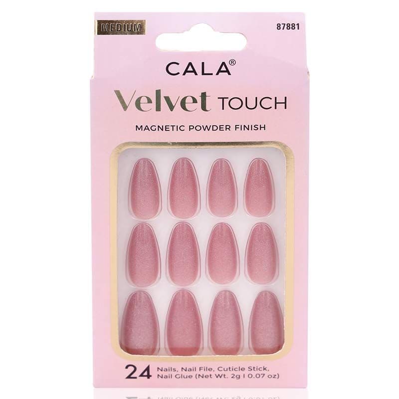 Cala Velvet Touch Med.Nail Kit Mauve Cateye 24'S- 87881
