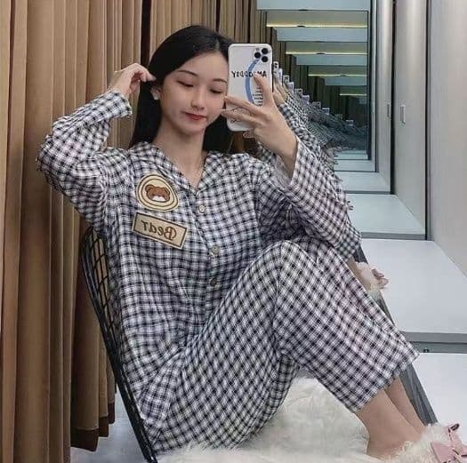 New Spring Long Sleeve Loose Fit Women'S Pajama Set Cartoon Design 2530