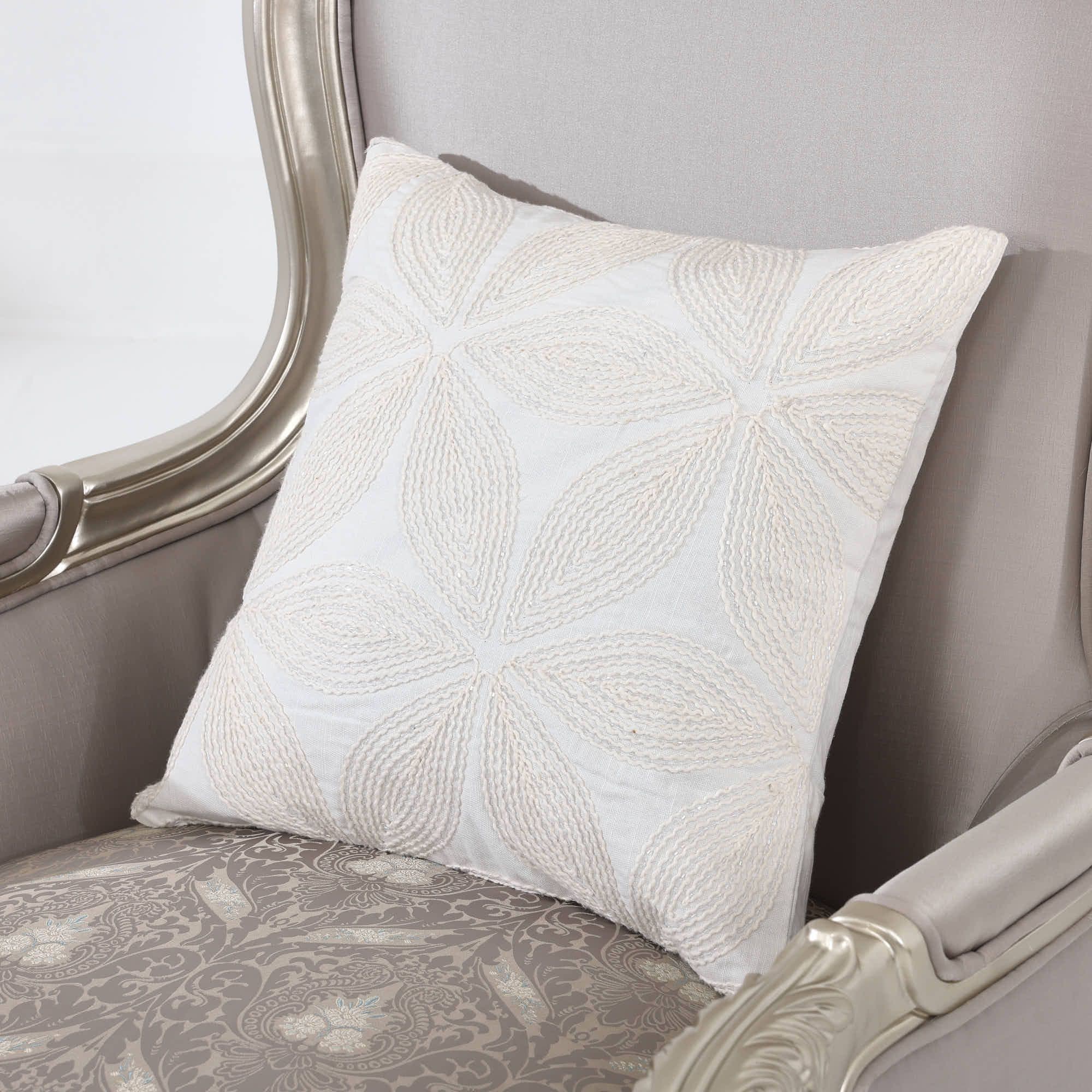 Holly Embellished Cushion Cover, White - 45X45 Cm