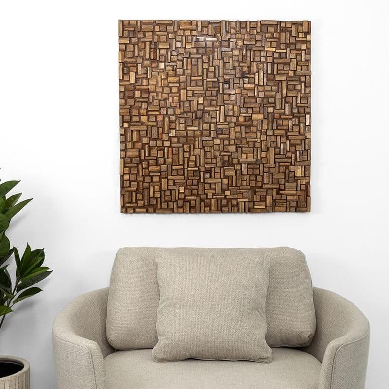 لوحة جدارية من جيجيسو، طبيعي وبني - 90×90 سم