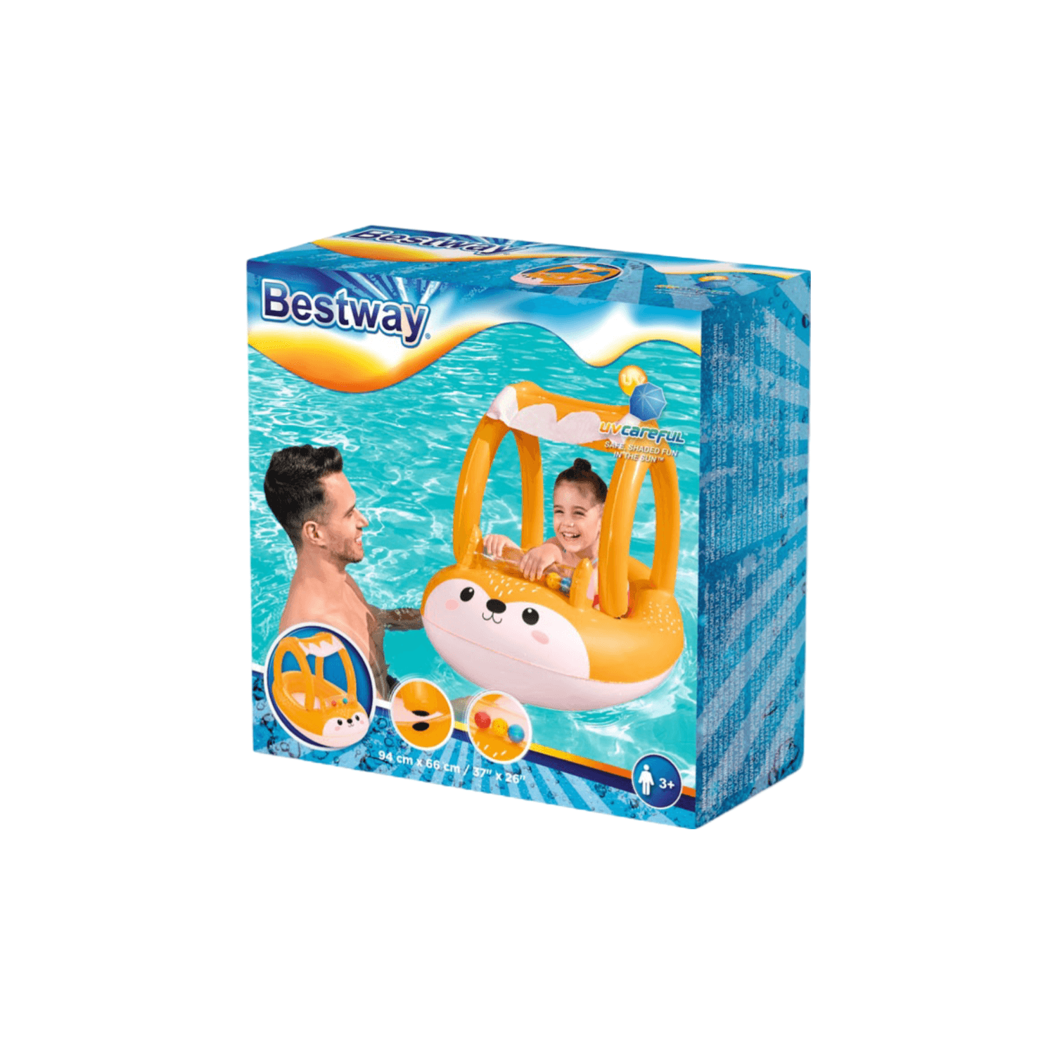 Bestway 37 X 26/94Cm X 66Cm Friendly Fox Shaded Baby Boat
