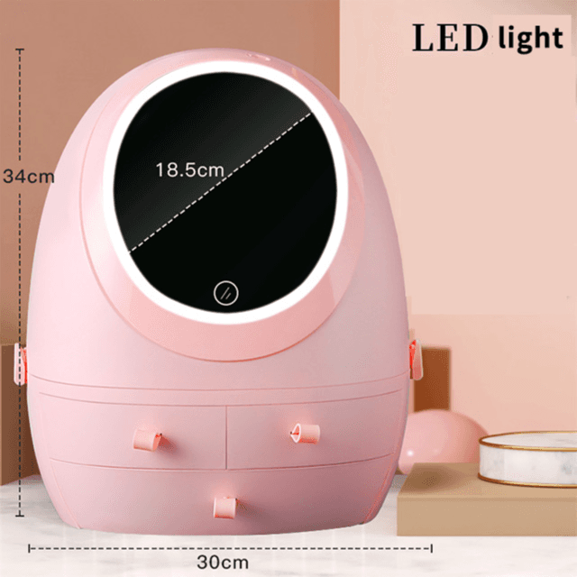 Cosmetic Storage Box HZJ004 With LED Pink
