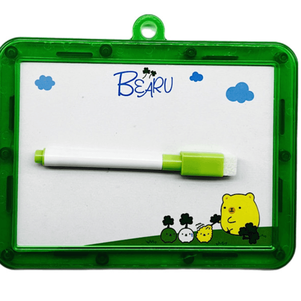 Double Side White Board With Marker A6 Size Green Color Boarder - 504