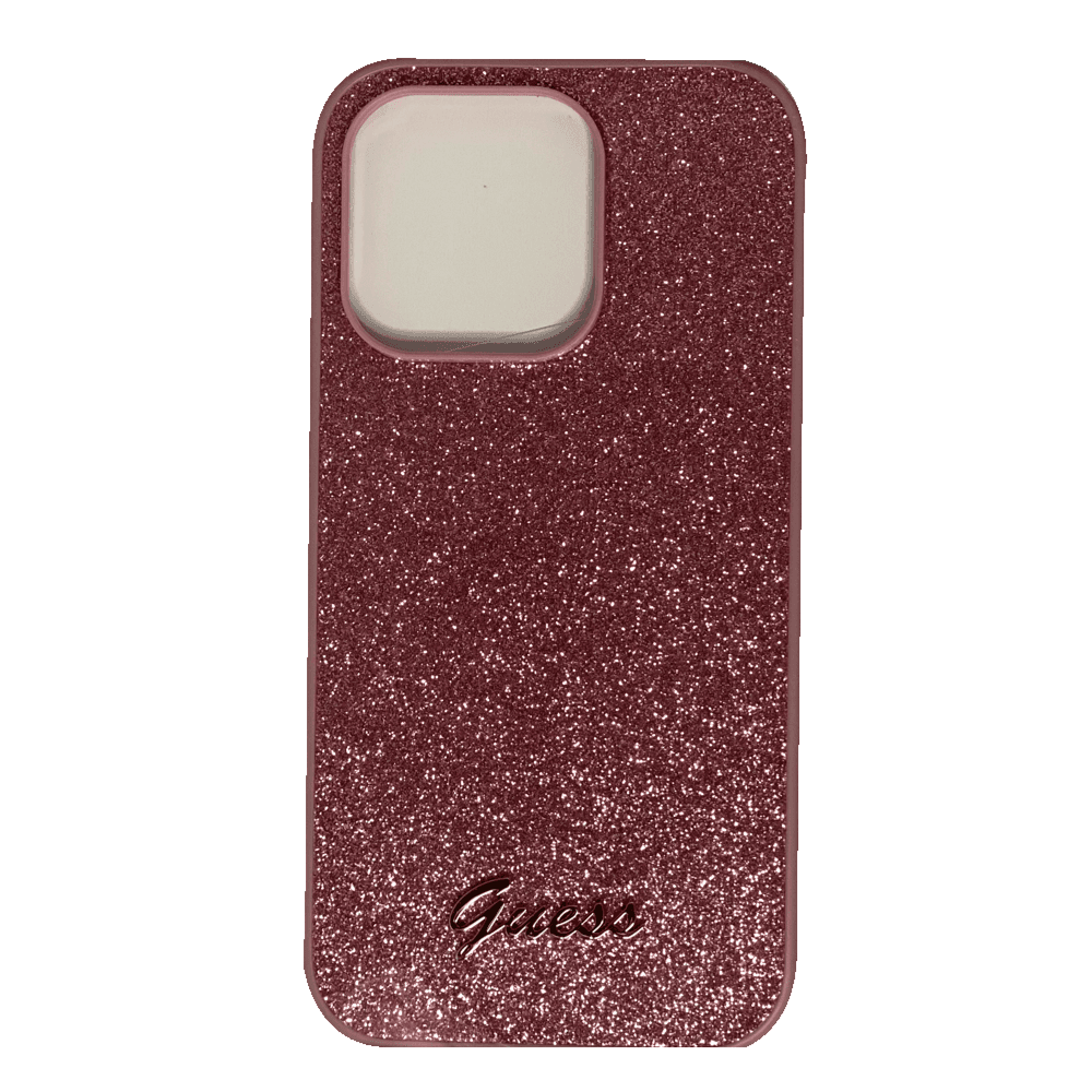 Guess PC/TPU Glitter Script Hard Case/cover for iPhone 14 6.1″ Pink