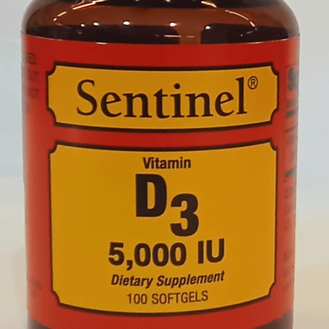 Vitamin D3 5000 Iu 100 Softgels Sentinel 128787