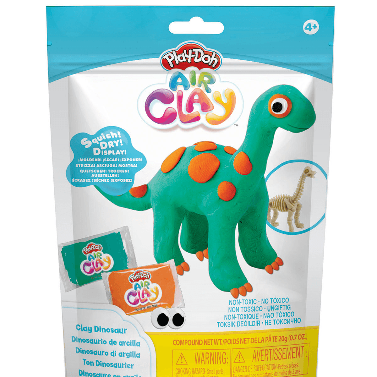Play-Doh Air Clay With Dinosaur Fossil Frame - Green & Orange