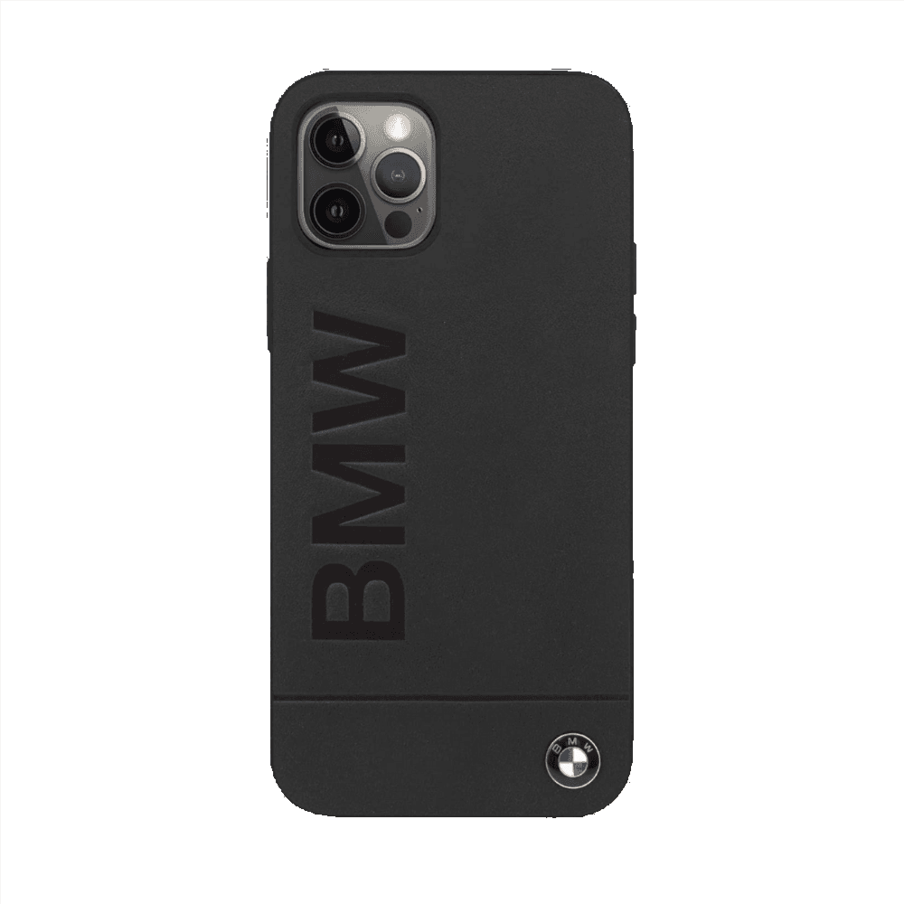 BMW Magsafe Real Leather Hard Case/cover With – Hot Stamp And Metal Logo For iPhone 14 Pro Black